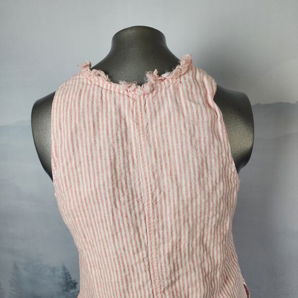 Tommy Bahama Mini Cabana Pink Striped Linen Fringe Shift Dress | Women's S/P - Picture 10 of 15